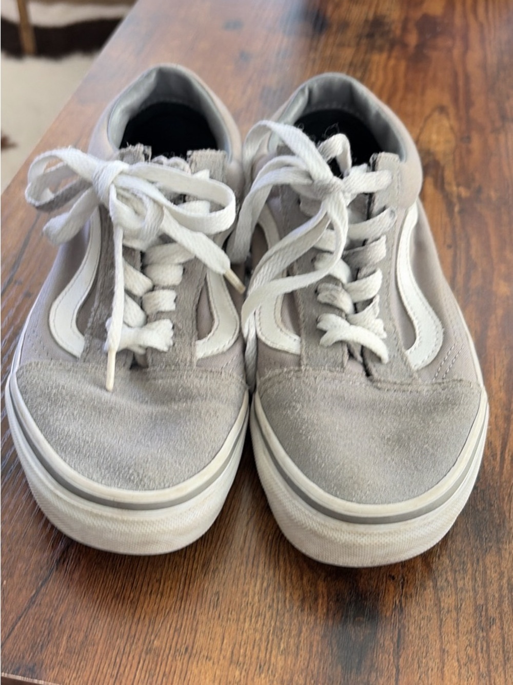 Vans Kids Gray and White Suede Skate Sneakers